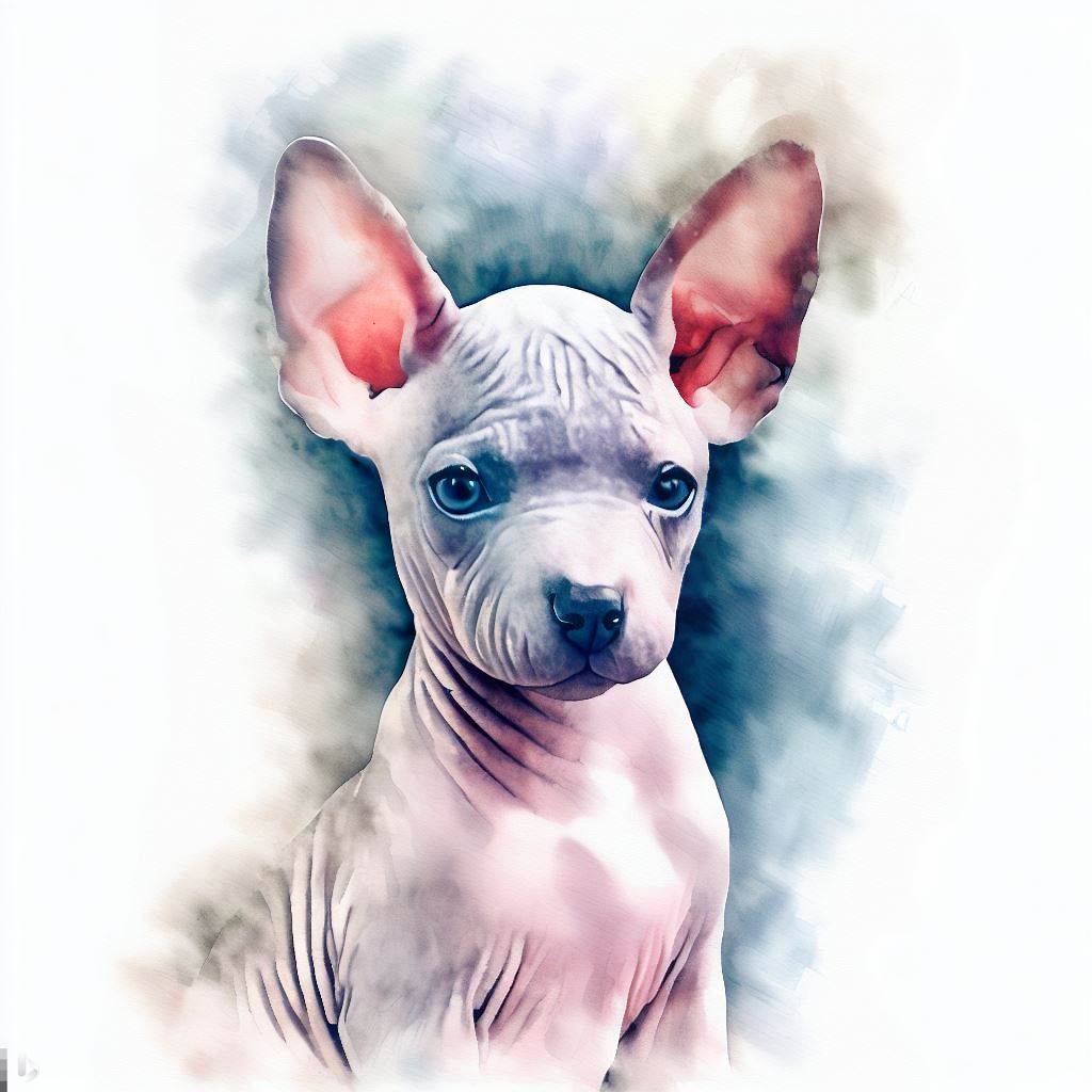 American Hairless Terrier small dog Breed image photo graphic visual watercolor portrait doggylittle.com