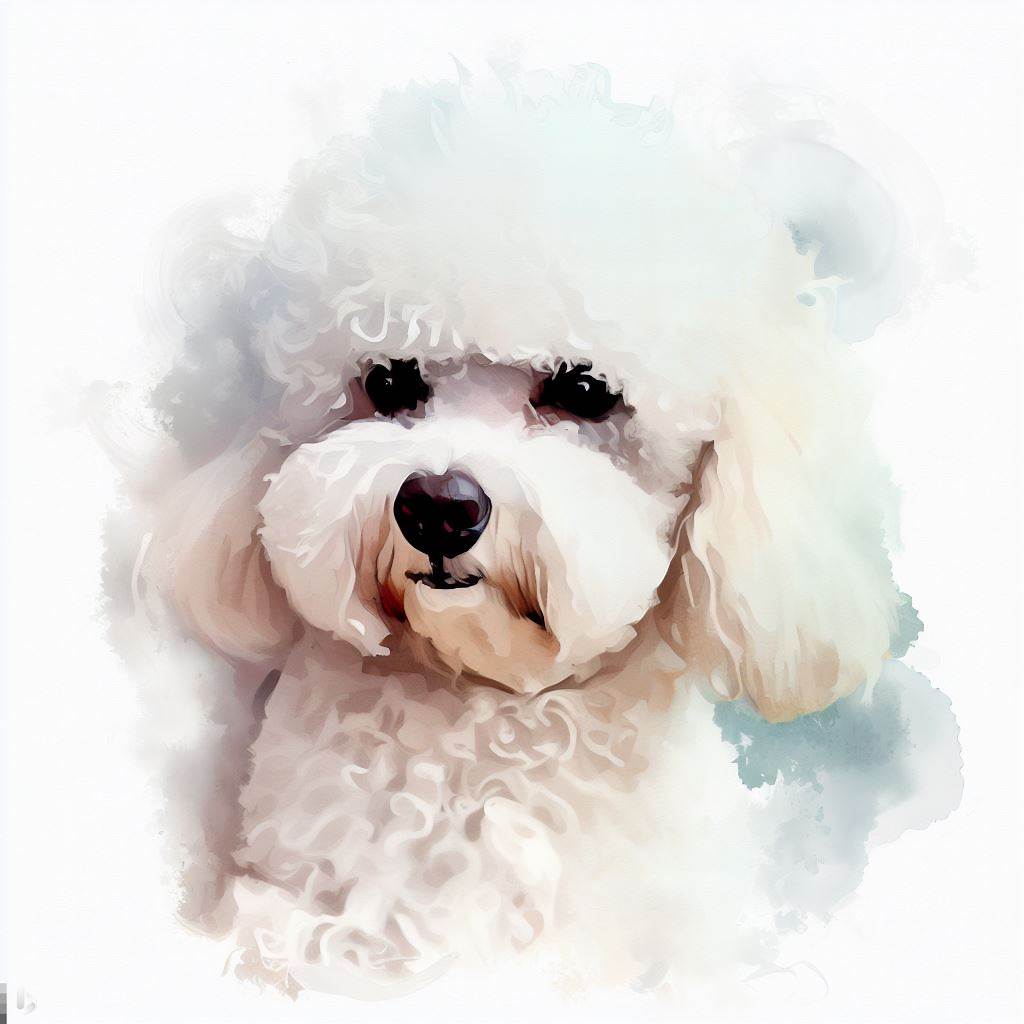 Bichon Friser small dog Breed image photo graphic visual watercolor portrait doggylittle.com