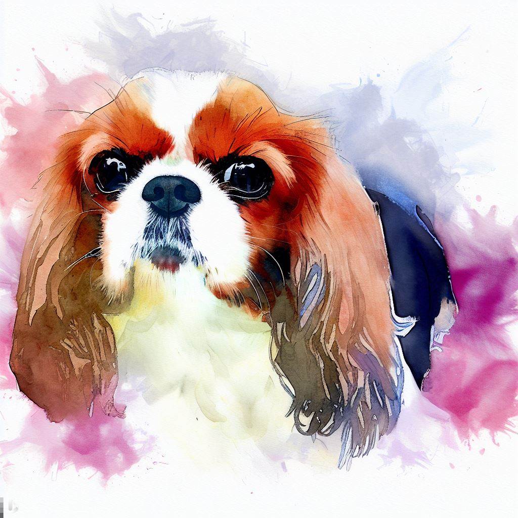 Cavalier King Charles Dog Breed image photo graphic visual watercolor portrait doggylittle.com