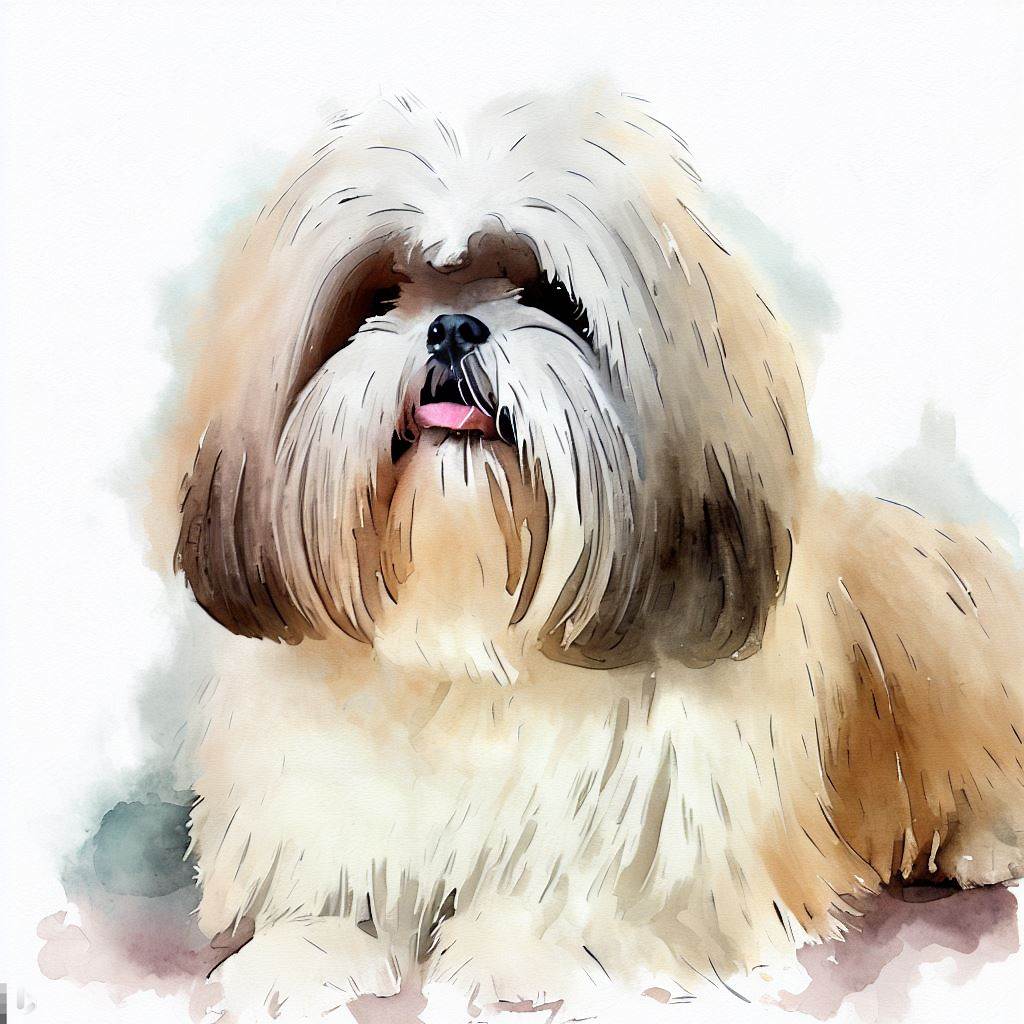 Lhasa Apso small dog Breed image photo graphic visual watercolor portrait doggylittle.com