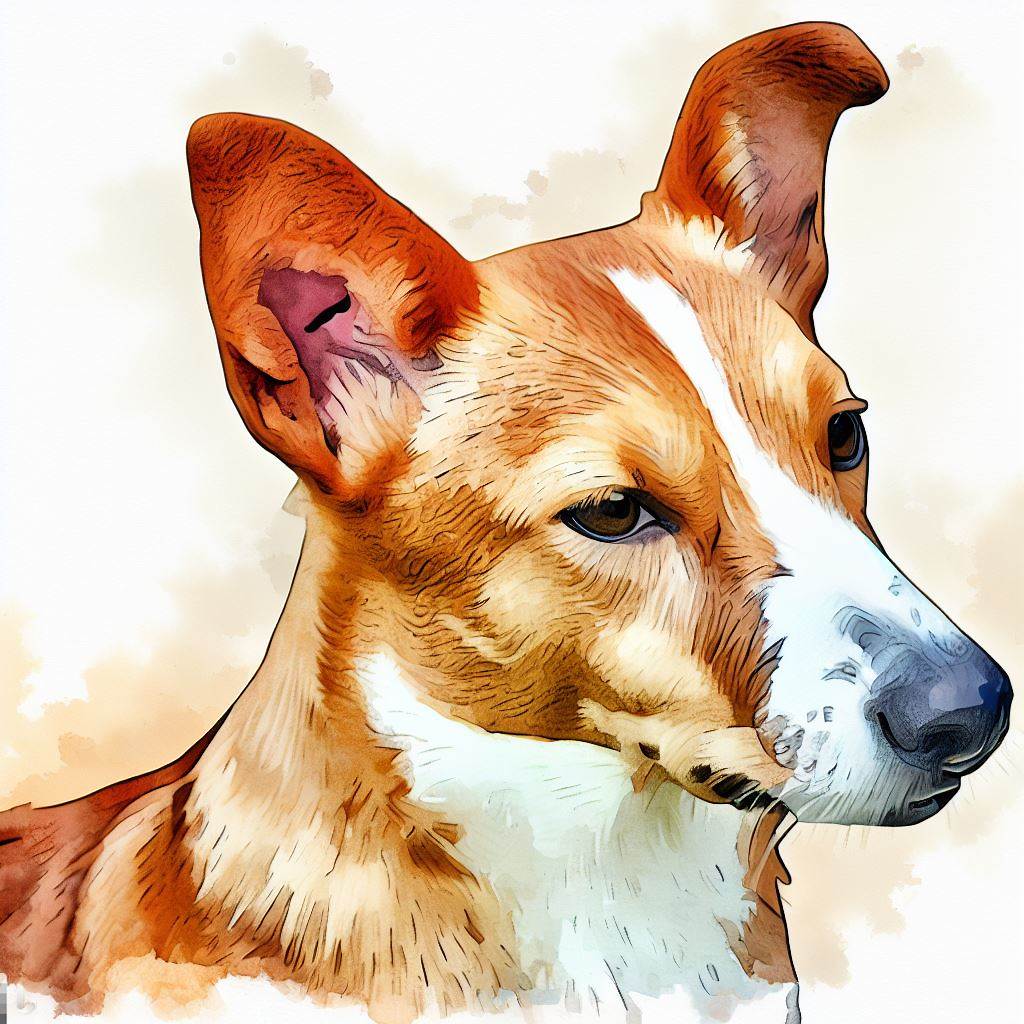 Portuguese Podengo Pequeno small dog Breed image photo graphic visual watercolor portrait doggylittle.com