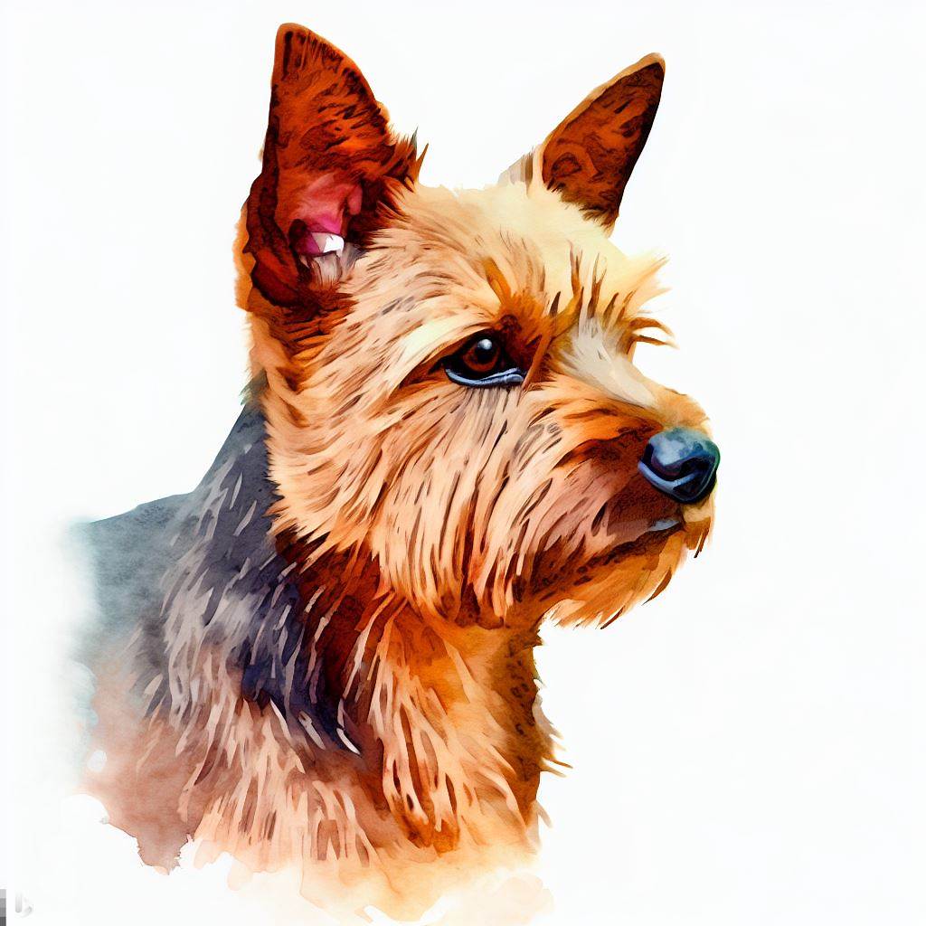 australian terrier small dog Breed image photo graphic visual watercolor portrait doggylittle.com