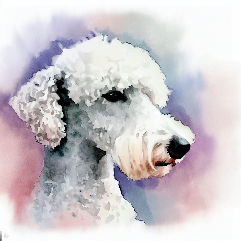 bedlington terrierr small dog Breed image photo graphic visual watercolor portrait doggylittle.com