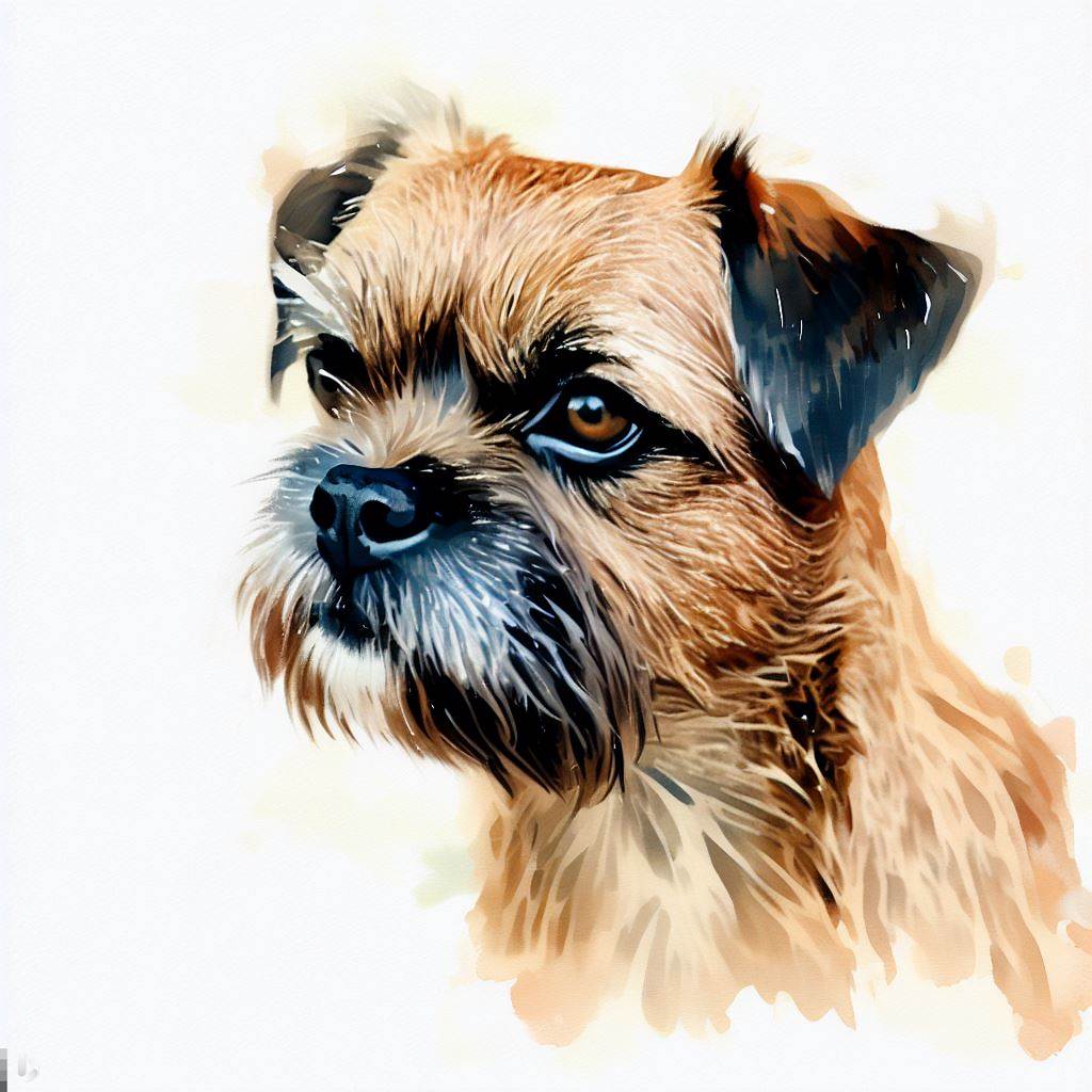 border terrier small dog Breed image photo graphic visual watercolor portrait doggylittle.comr