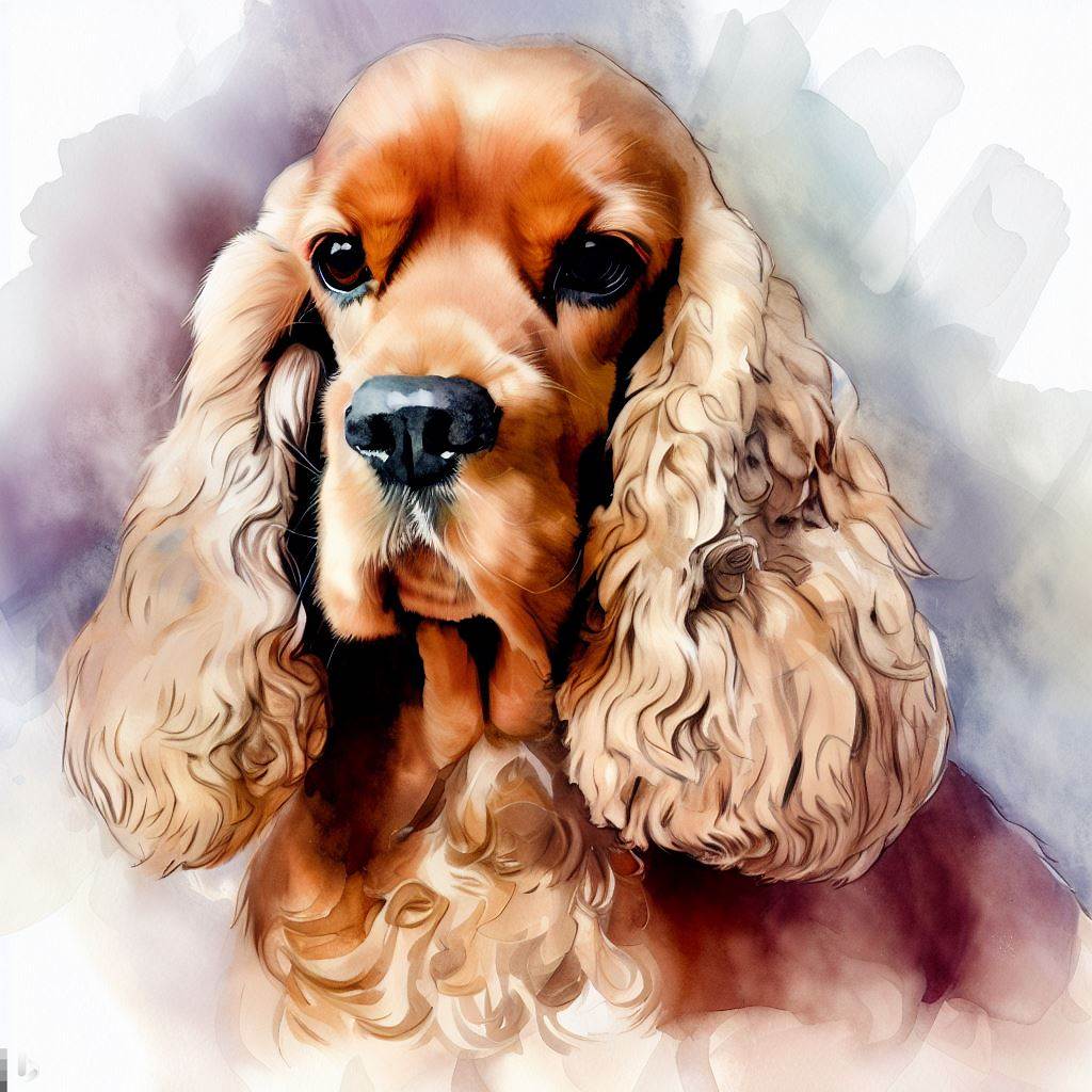 cocker spaniel small dog Breed image photo graphic visual watercolor portrait doggylittle.com