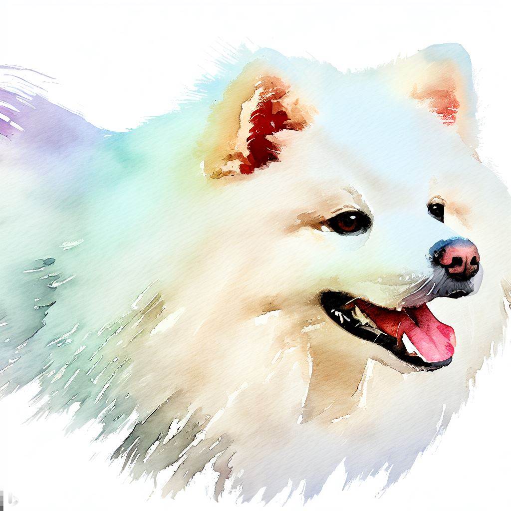 japanese spitz small dog Breed image photo graphic visual watercolor portrait doggylittle.com