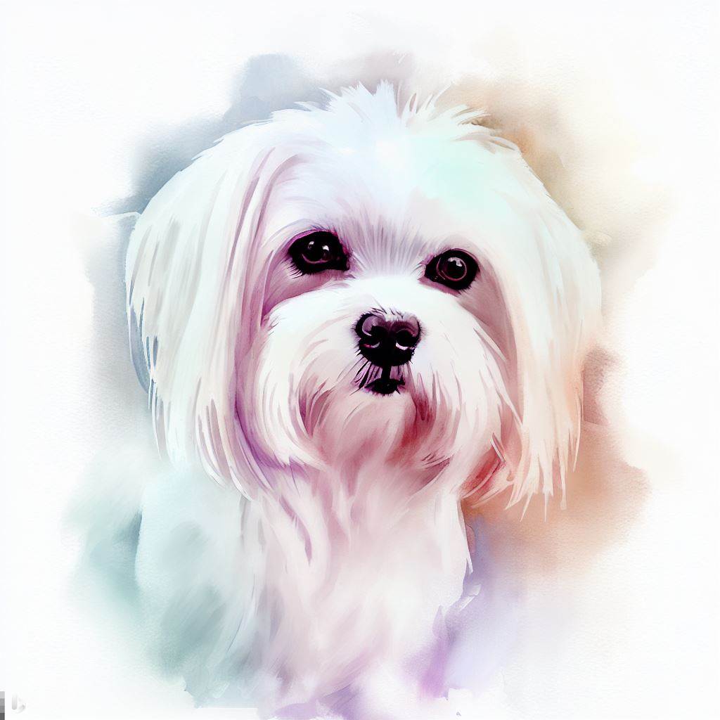 maltese small dog Breed image photo graphic visual watercolor portrait doggylittle.com