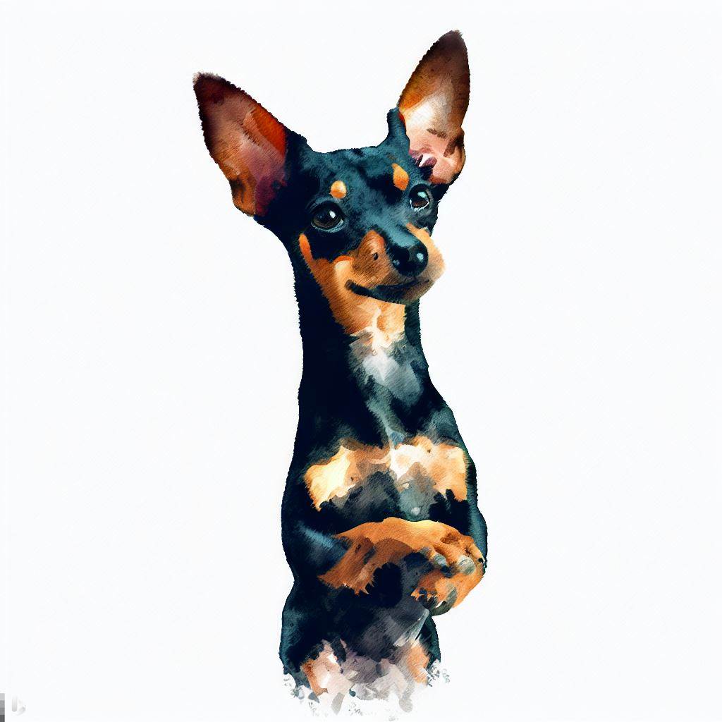 manchester toy terrier small dog Breed image photo graphic visual watercolor portrait doggylittle.com