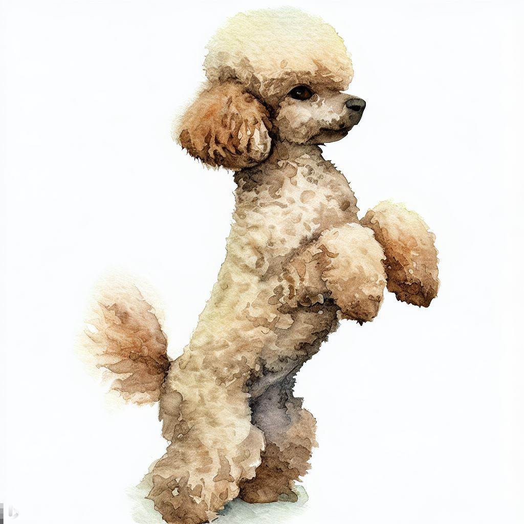 miniature poodle small dog Breed image photo graphic visual watercolor portrait doggylittle.com