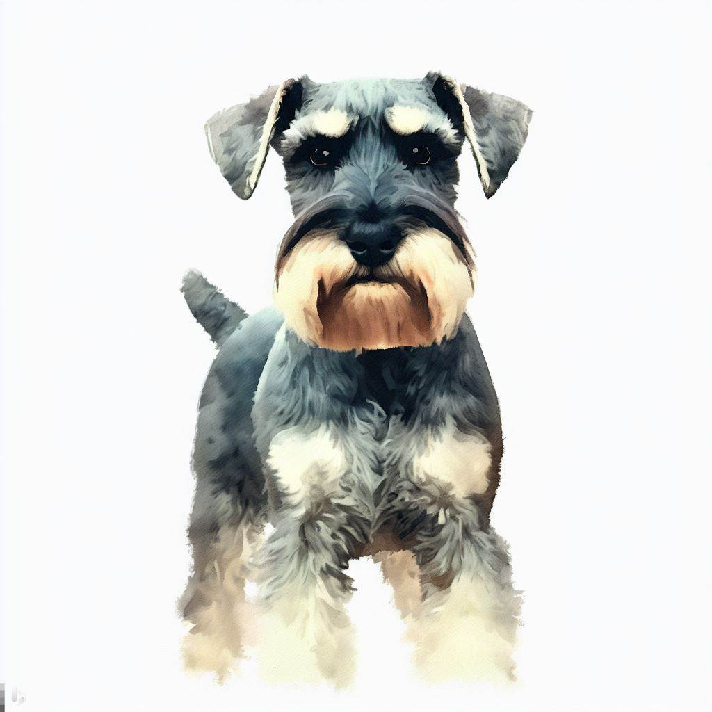 miniature schnauzer small dog Breed image photo graphic visual watercolor portrait doggylittle.com