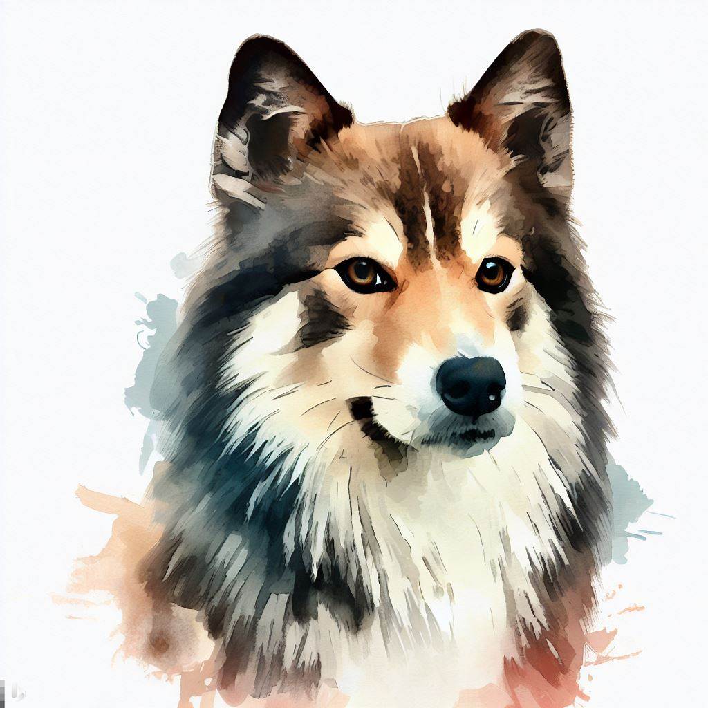 norrbottenspets small dog Breed image photo graphic visual watercolor portrait doggylittle.com