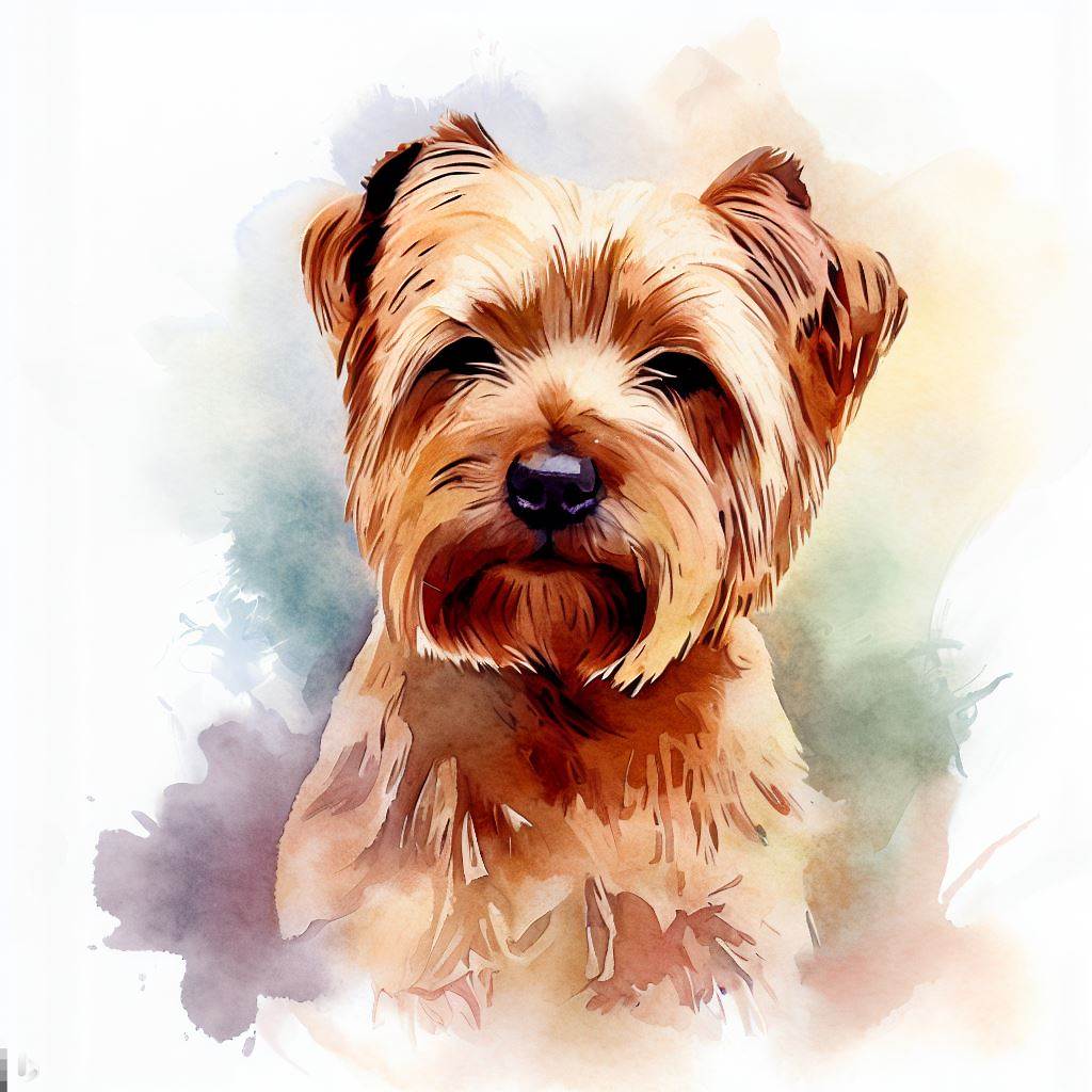 norfolk terrier small dog Breed image photo graphic visual watercolor portrait doggylittle.com