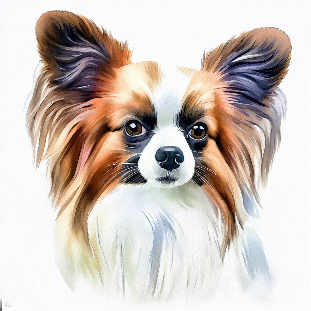 papillon small dog Breed image photo graphic visual watercolor portrait doggylittle.com