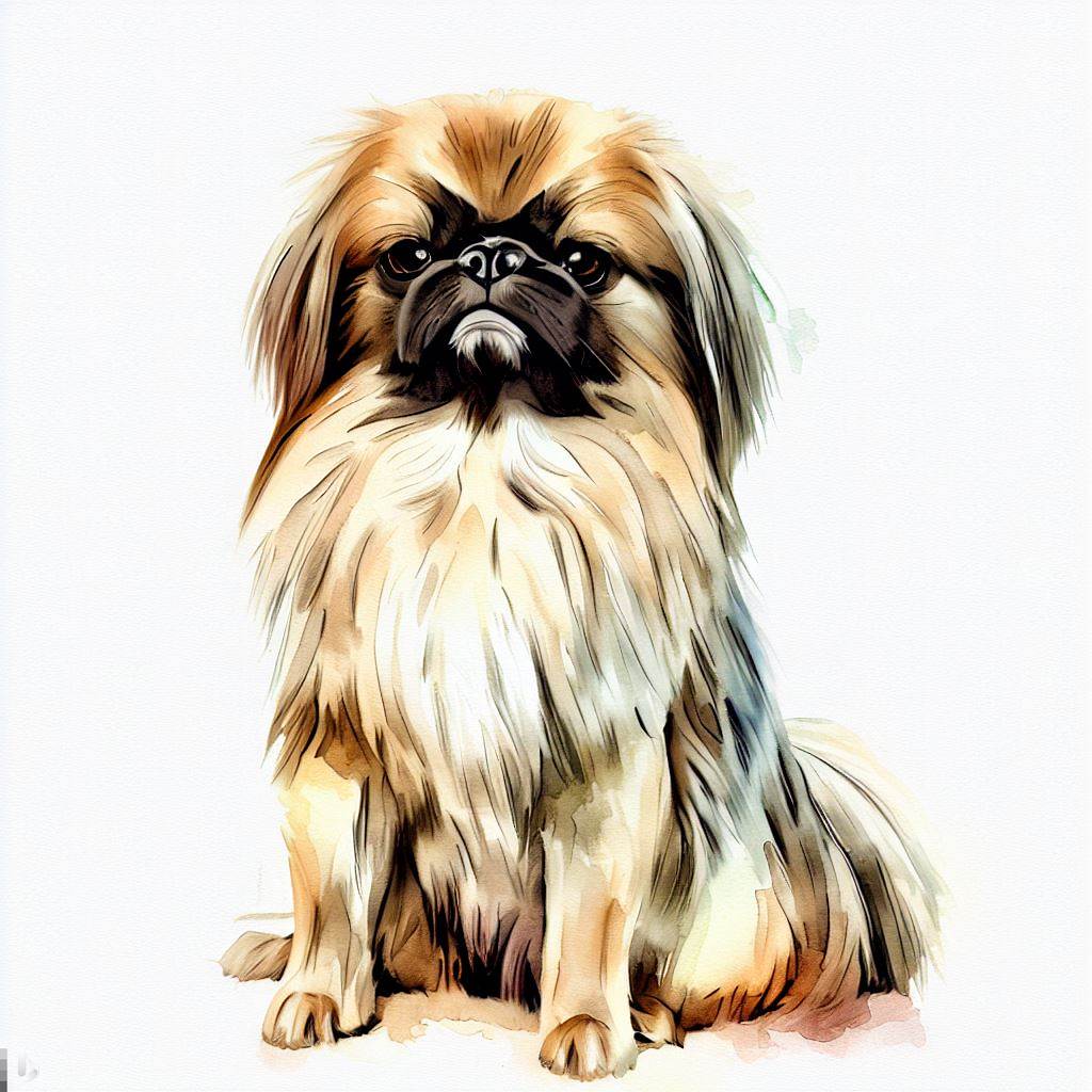 pekingese small dog Breed image photo graphic visual watercolor portrait doggylittle.com