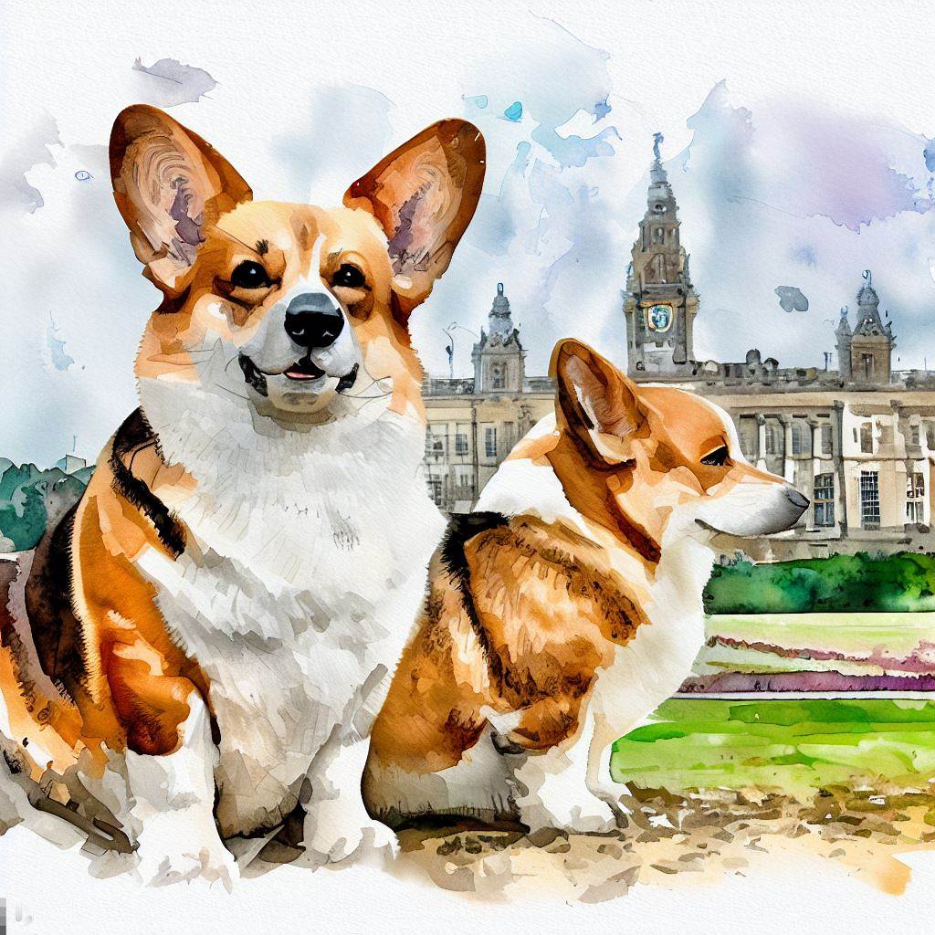 pembroke welsh corgi small dog Breed image photo graphic visual watercolor portrait doggylittle.com