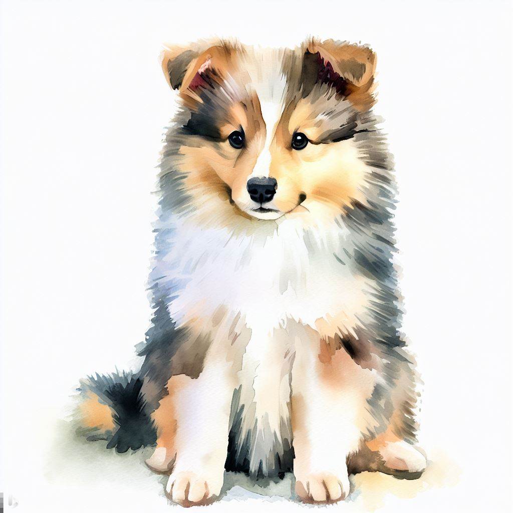 shetland sheepdog small dog Breed image photo graphic visual watercolor portrait doggylittle.com