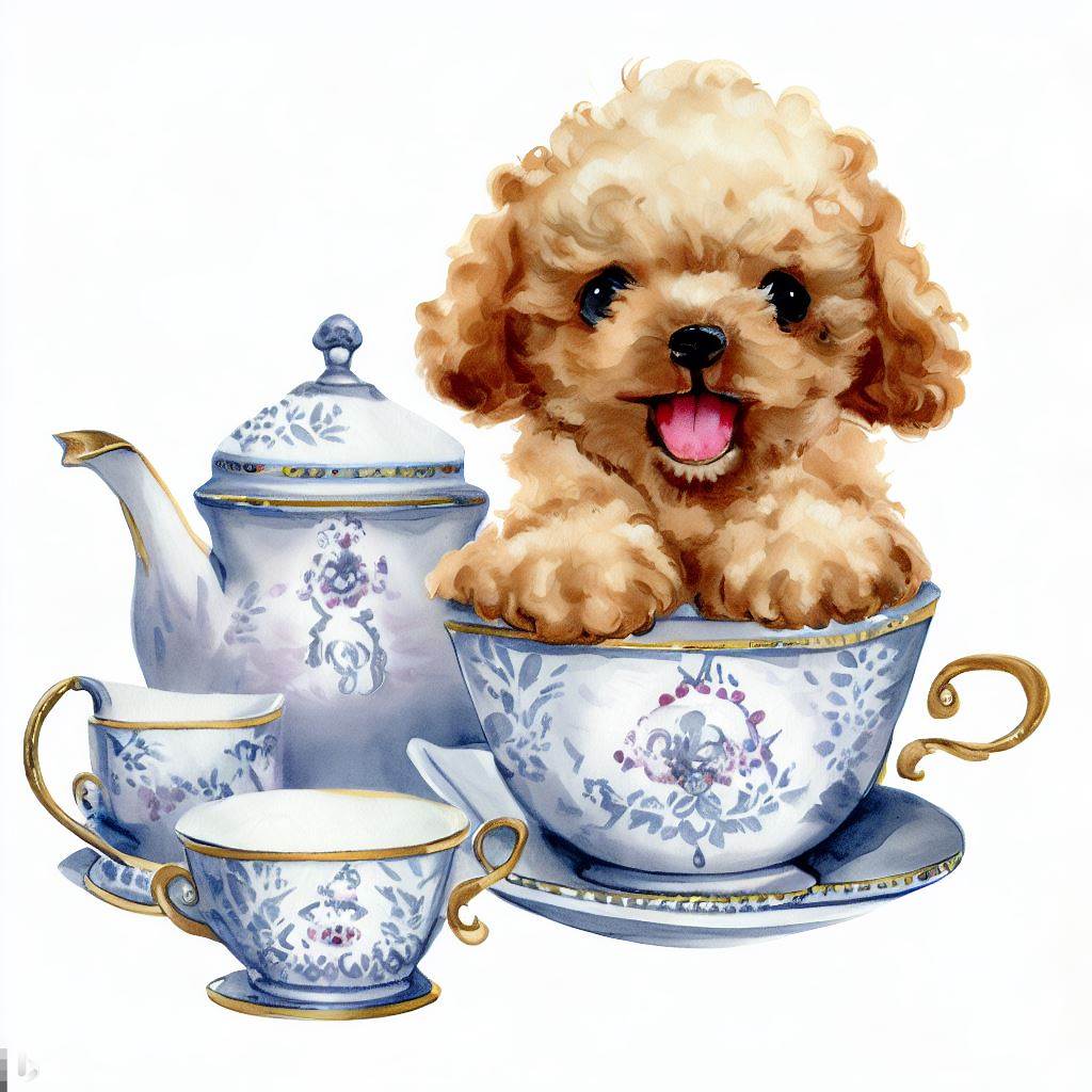 teacup poodle small dog Breed image photo graphic visual watercolor portrait doggylittle.com