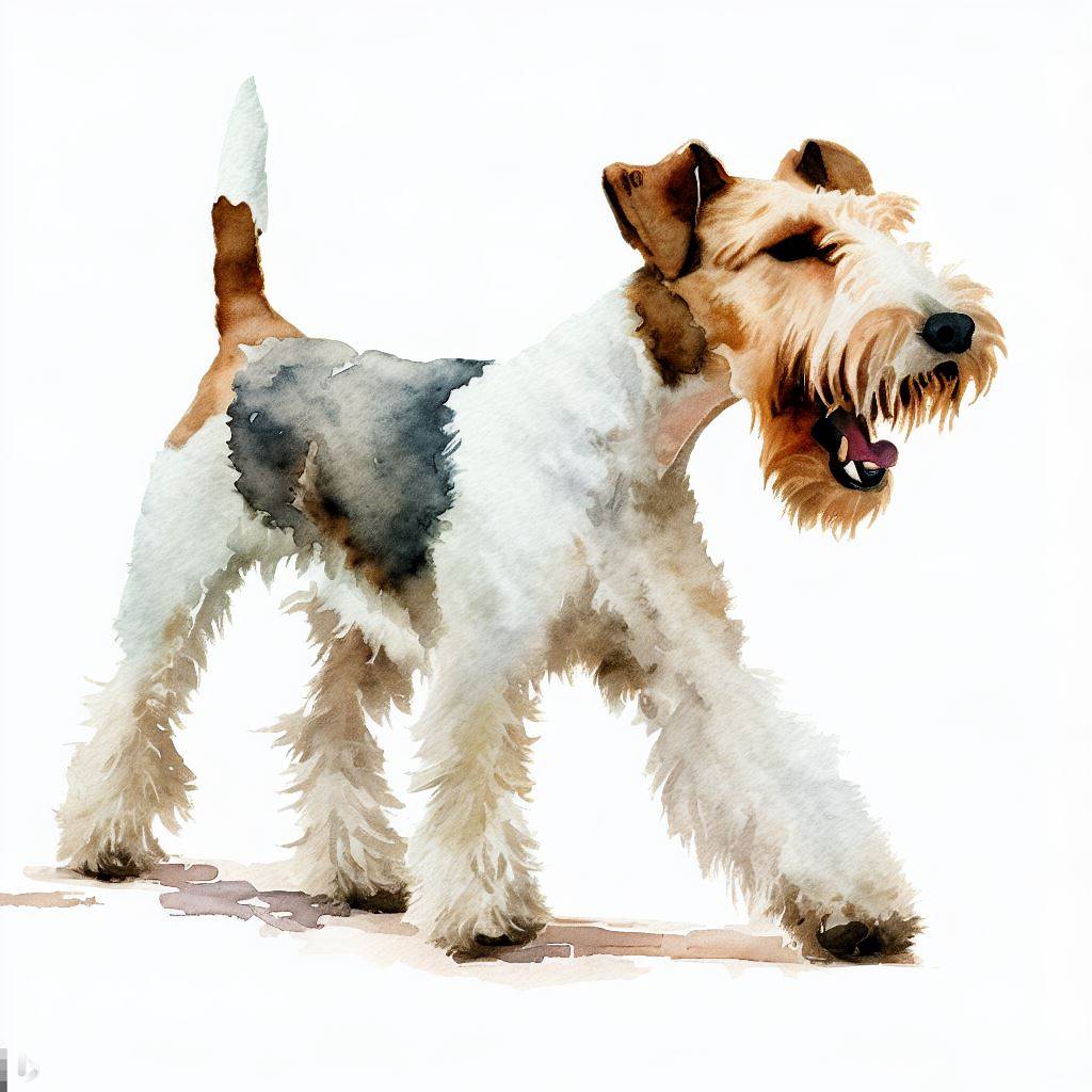 wire fox terrier small dog Breed image photo graphic visual watercolor portrait doggylittle.com