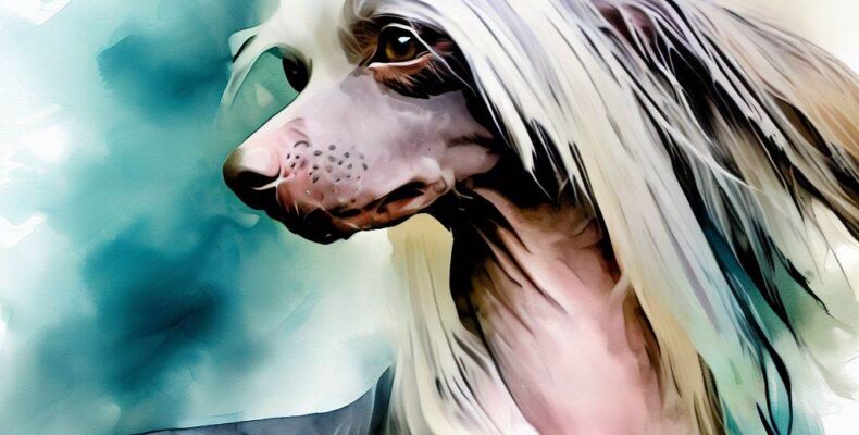 chinese crested hairless dog breed image photo graphic visual watercolor portrait doggylittle.com